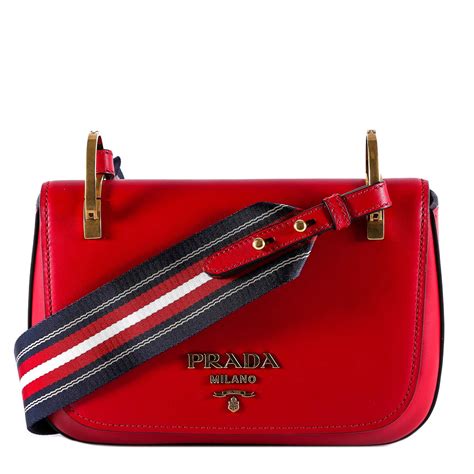 prada bag big|Prada bag with colorful strap.